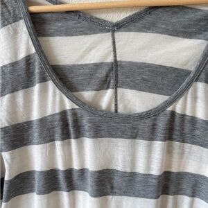 Gray and White Striped Women's Top